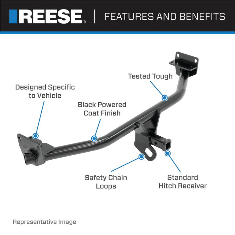 2019-2019 Ford Escape Reese Towpower Class 2 Trailer Hitch, 1-1/4 Inch Square Receiver Bundle w/ Plug-n-Play T-One Wiring Harness