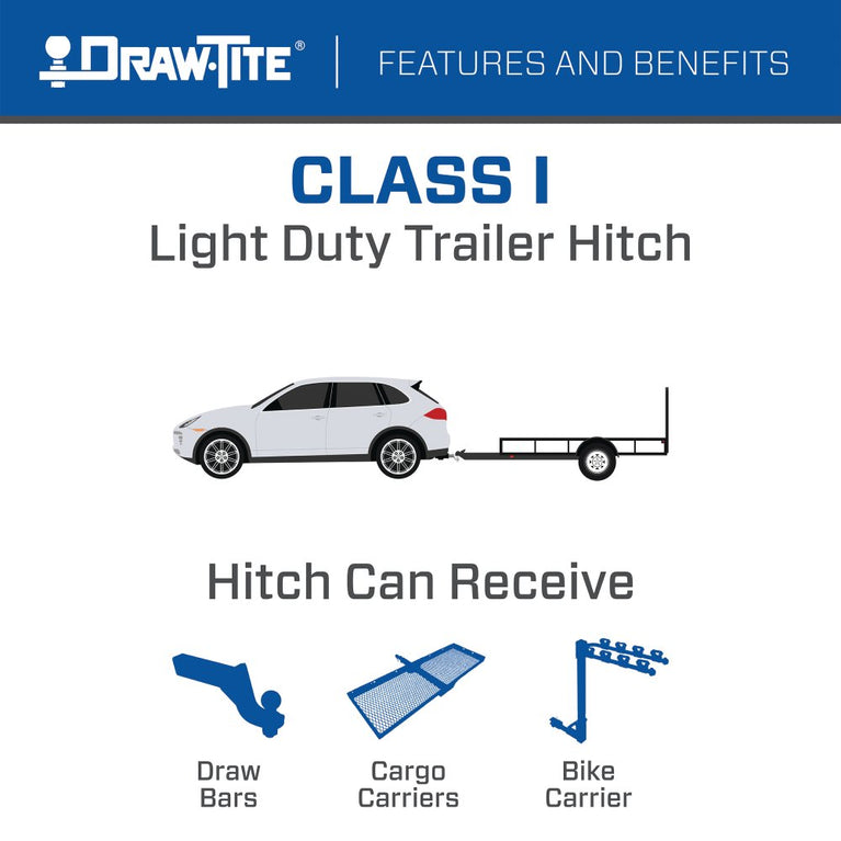 2016-2016 Honda Civic Coupe, Except Models w/Center Exhaust Draw-tite Class 1 Trailer Hitch, 1-1/4 Inch Square Receiver Bundle w/ Plug-n-Play T-One Wiring Harness