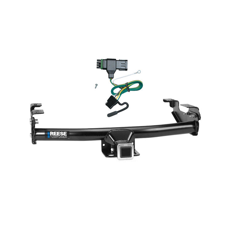 1988-1999 GMC K1500 Reese Towpower Class 3 Multi-Fit Trailer Hitch, 2 Inch Square Receiver Bundle w/ Plug-n-Play T-One Wiring Harness