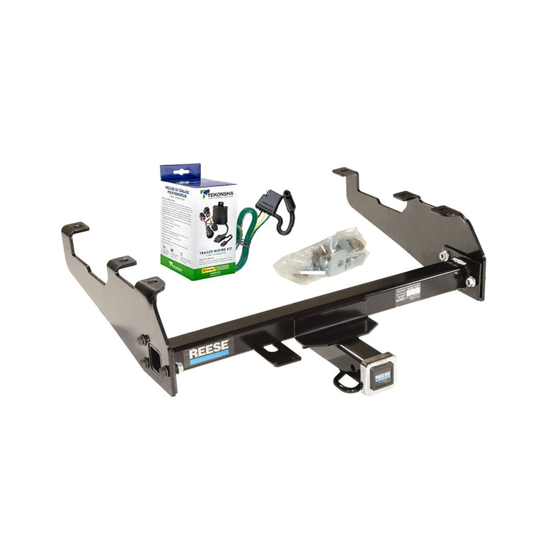 1989-1997 Ford F Super Duty Reese Towpower Class 3 Trailer Hitch, 2 Inch Square Receiver, Black w/ Custom Fit Wiring Kit