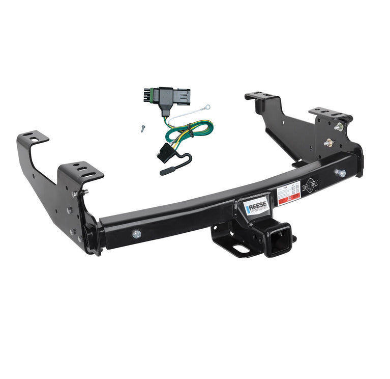 1988-2000 Chevrolet C/K Series 2 Dr. Regular & Extended Cabs w/6 ft. Bed Reese Towpower Class 3 Multi-Fit Trailer Hitch, 2 Inch Square Receiver Bundle w/ Plug-n-Play T-One Wiring Harness