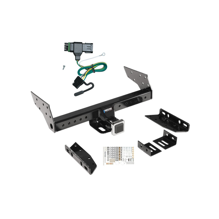 1992-2000 GMC Yukon Reese Towpower Class 3 Multi-Fit Trailer Hitch, 2 Inch Square Receiver, Black w/ Custom Fit Wiring Kit