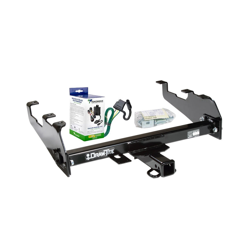 1989-1997 Ford F Super Duty Draw-Tite Class 3 Trailer Hitch, 2 Inch Square Receiver, Black w/ Custom Fit Wiring Kit