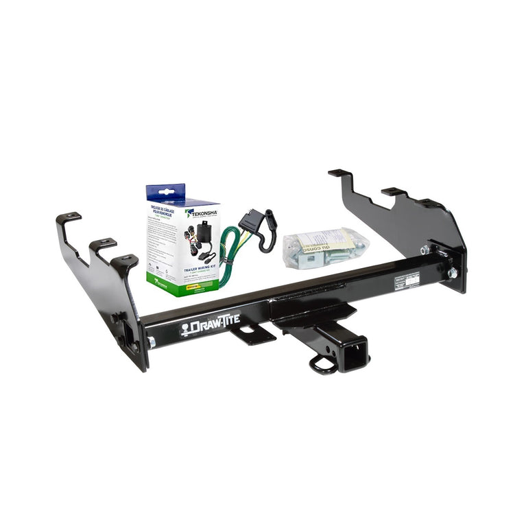 1999-2000 Ford F-350 Super Duty Draw-Tite Class 3 Trailer Hitch, 2 Inch Square Receiver, Black w/ Custom Fit Wiring Kit