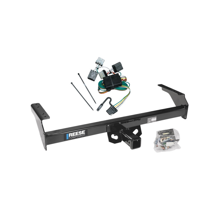1988-1994 Nissan D21 Reese Towpower Class 3 Trailer Hitch, 2 Inch Square Receiver, Black w/ Custom Fit Wiring Kit