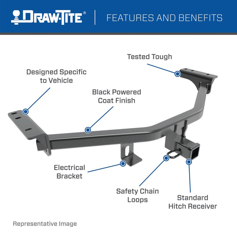 2014-2020 Infiniti QX60 Draw-tite Class 4 Trailer Hitch, 2 Inch Square Receiver Bundle w/ Plug-n-Play T-One Wiring Harness