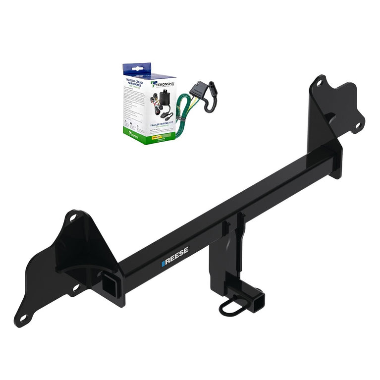 2017-2019 Tesla 3 Reese Towpower Class 1 Trailer Hitch, 1-1/4 Inch Square Receiver, Black w/ Plug-n-Play Wiring Kit 78298